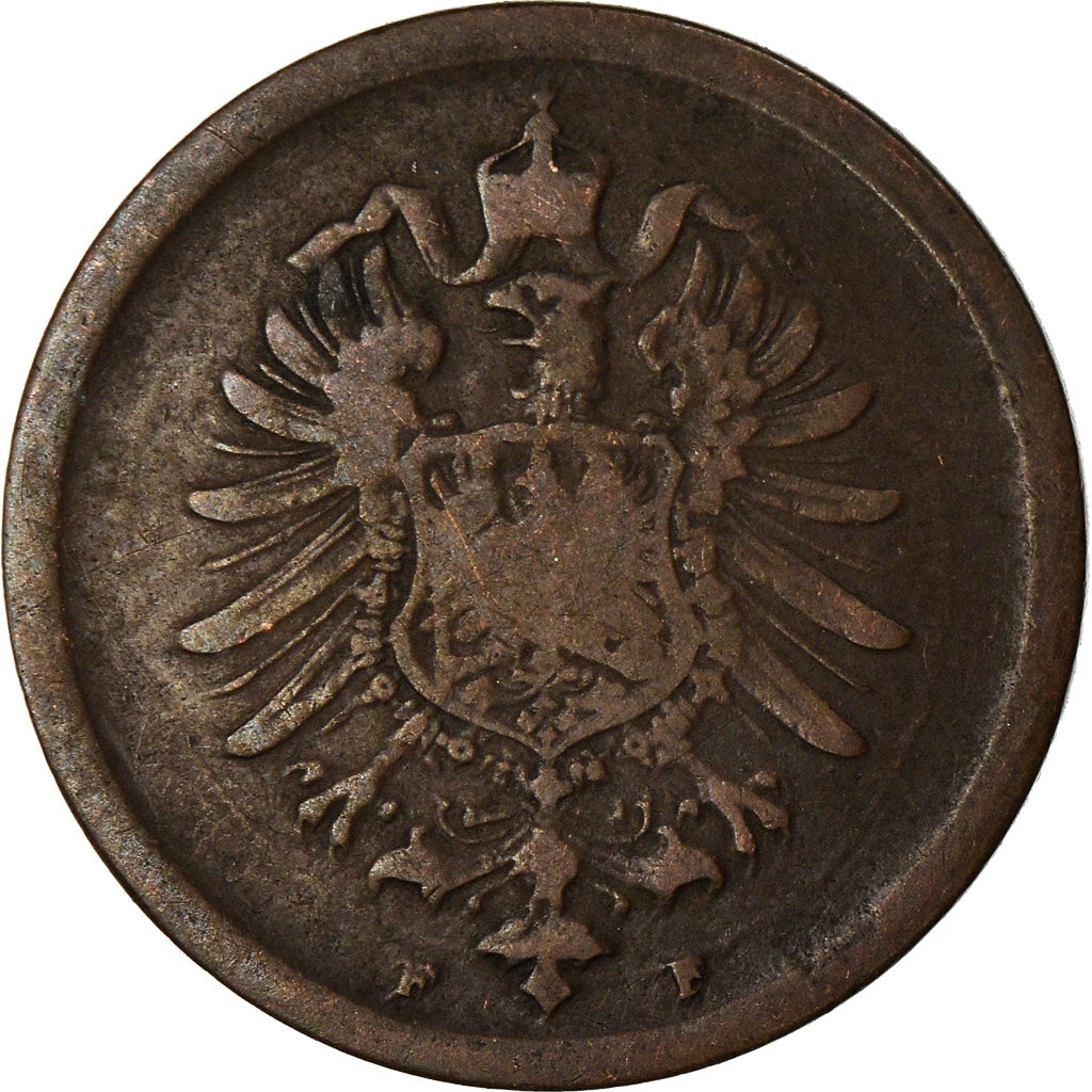 Moneda, ALEMANIA - IMPERIO, Wilhelm I, Pfennig, 1875, Stuttgart, BC+, Cobre
