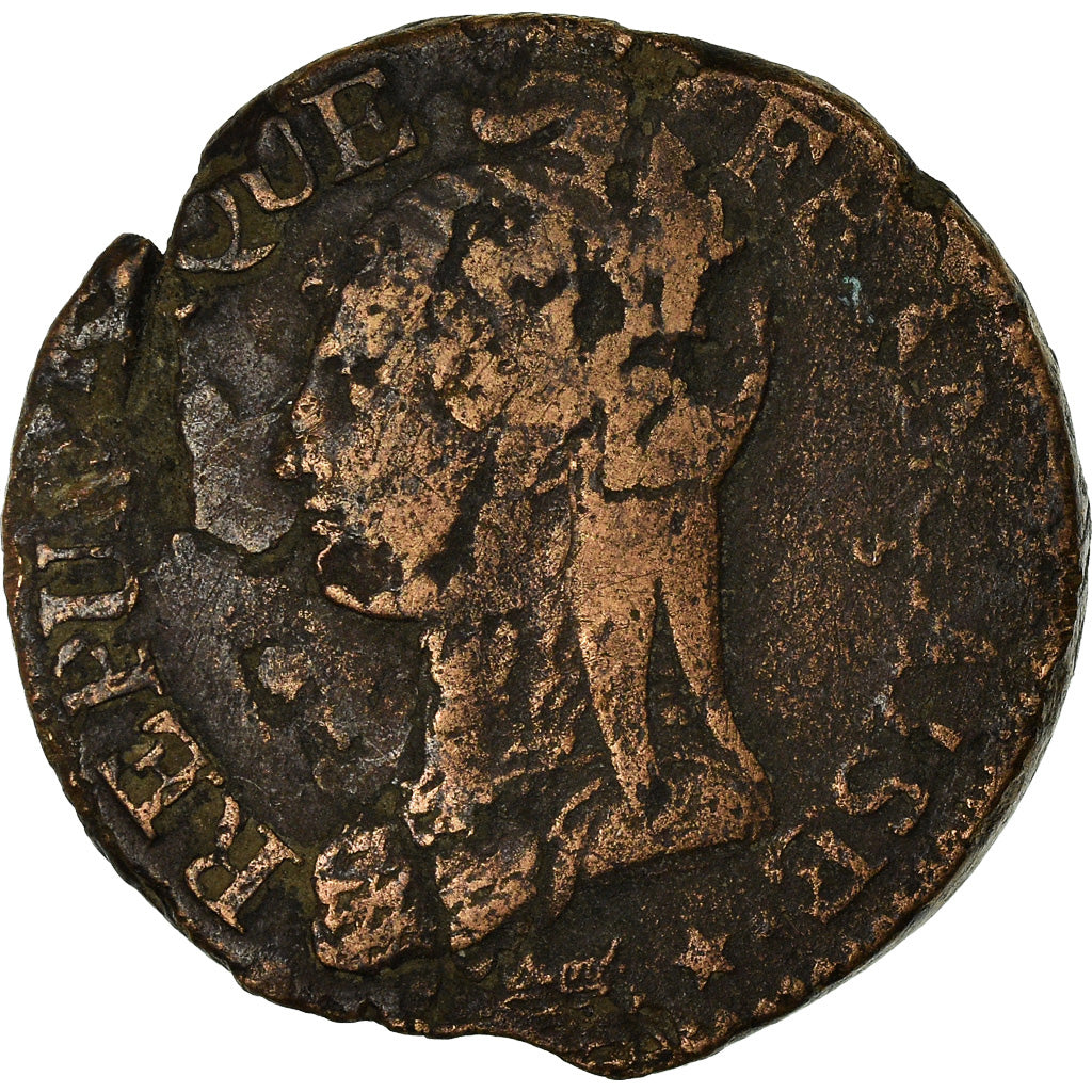 Moeda, França, Dupré, 5 Centimes, 1796, Rouen, F(12-15), Bronze, KM:640.3