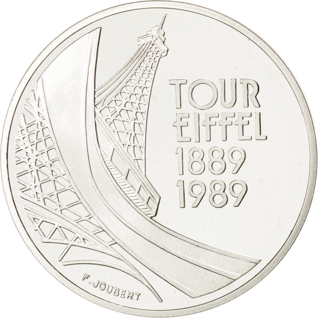 Vème République, 5 Francs Argent Tour Eiffel 1989, KM 968a