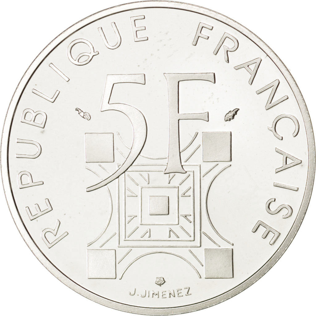 Vème République, 5 Francs Argent Tour Eiffel 1989, KM 968a