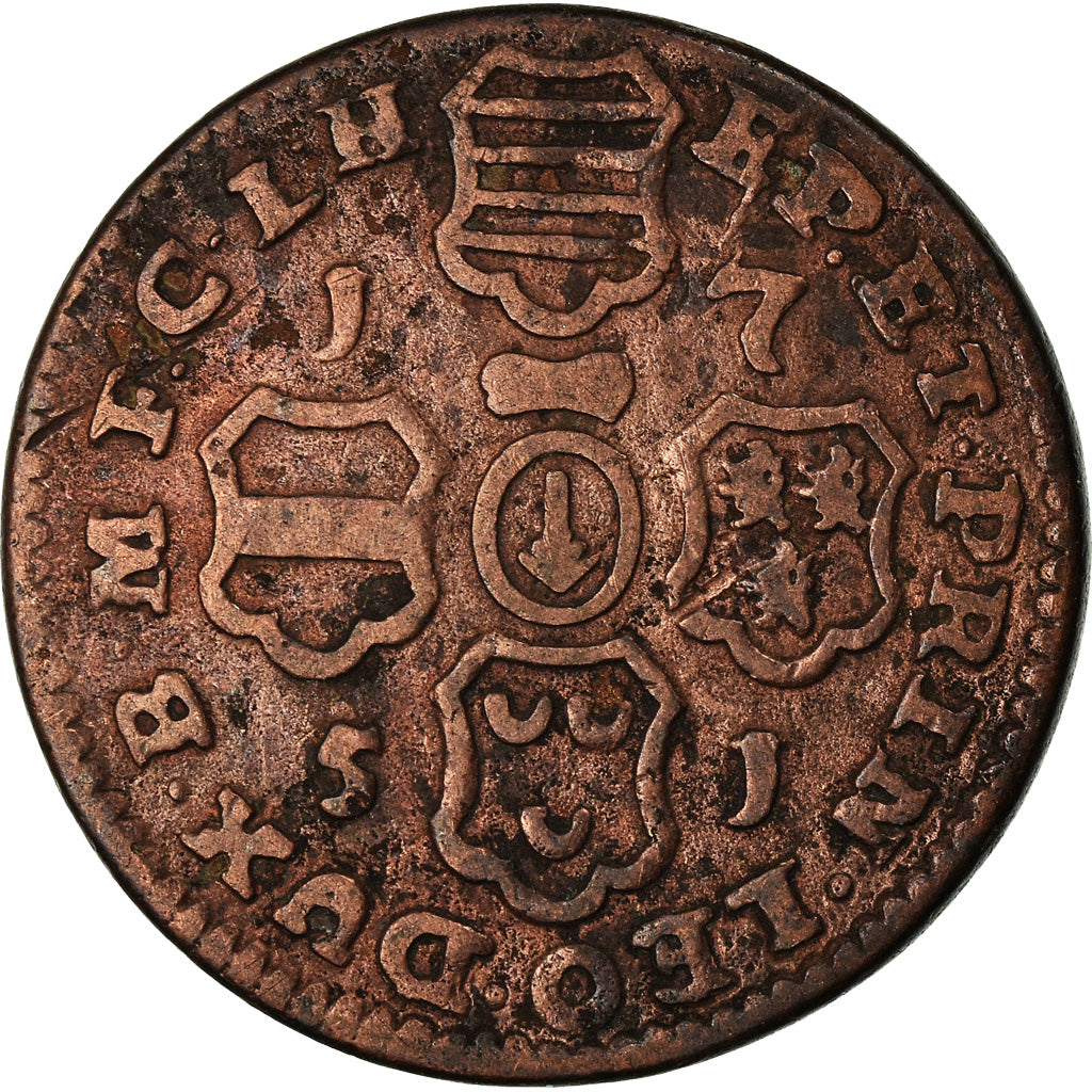 Moeda, LIÈGE, John Theodore, 2 Liards, 1751, Liege, VF(30-35), Cobre, KM:158