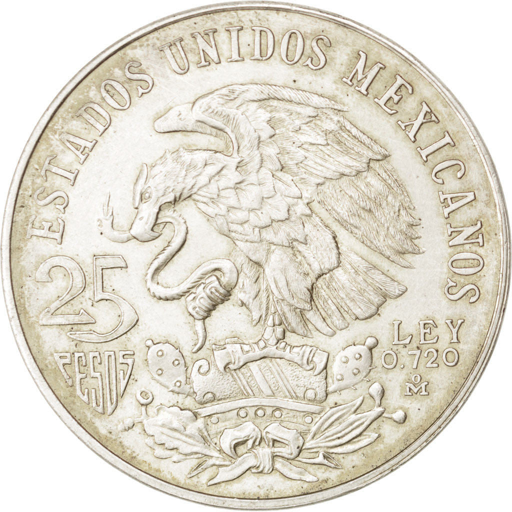 Coin, Mexico, 25 Pesos, 1968, AU(55-58), Silver, KM:479.1