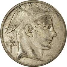 Moneta, Belgia, 50 Francs, 50 Frank, 1951, VF(20-25), Srebro, KM:137