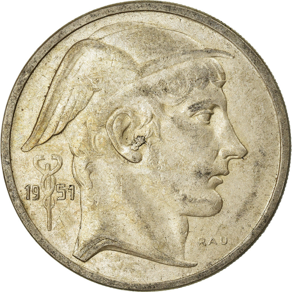 Coin, Belgium, 50 Francs, 50 Frank, 1951, EF(40-45), Silver, KM:137