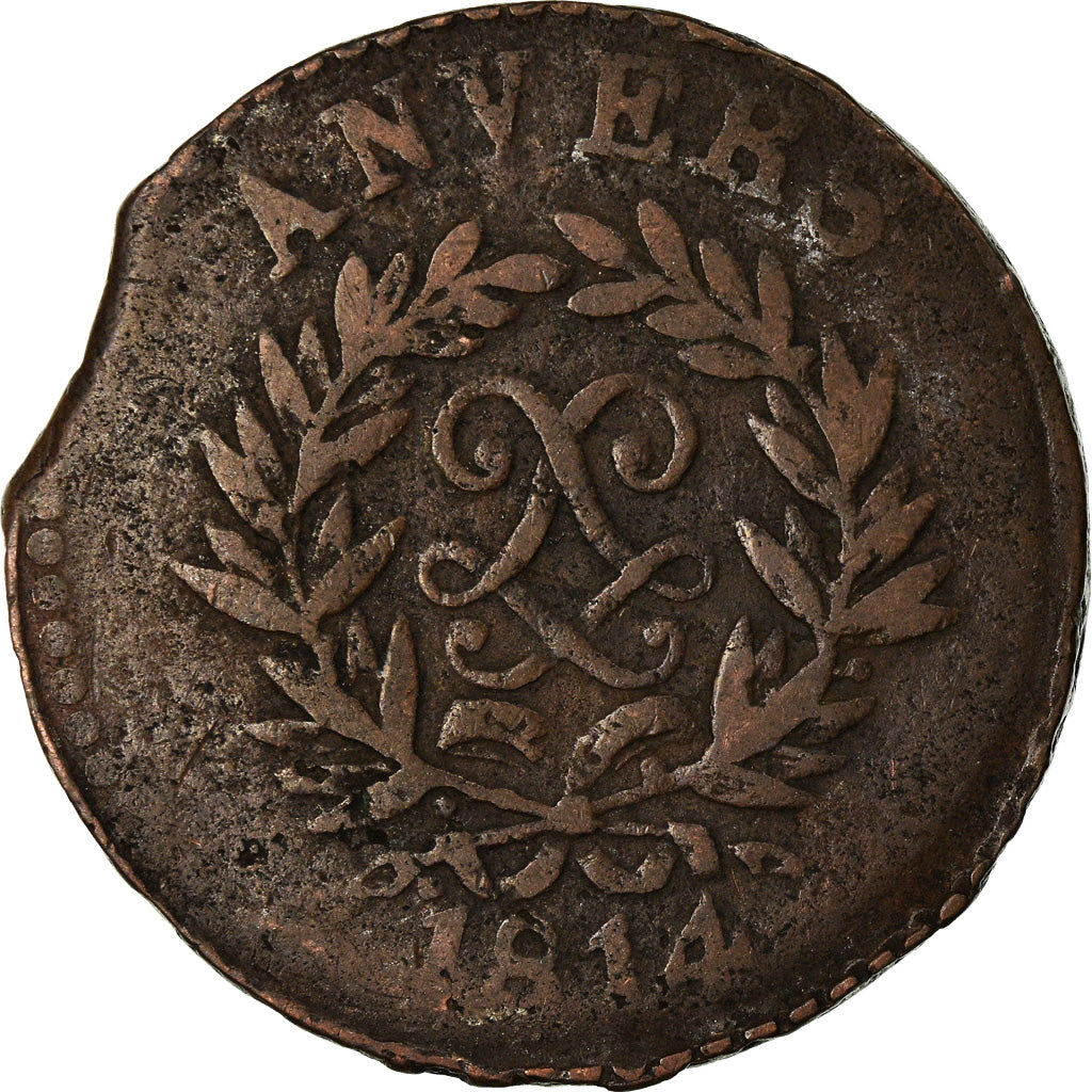 Coin, FRENCH STATES, ANTWERP, 5 Centimes, 1814, Anvers, F(12-15), Bronze