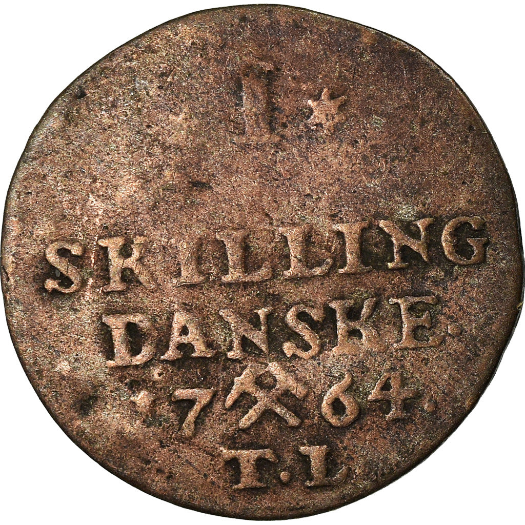 Coin, Denmark, Frederik V, Skilling, 1764, Copenhagen, VF(20-25), Silver