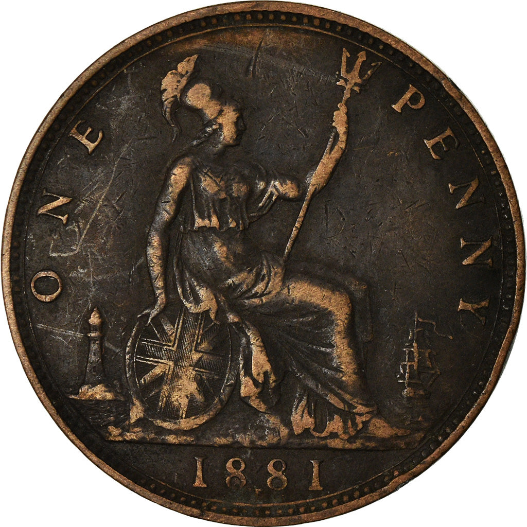Coin, Great Britain, Victoria, Penny, 1881, VF(20-25), Bronze, KM:755