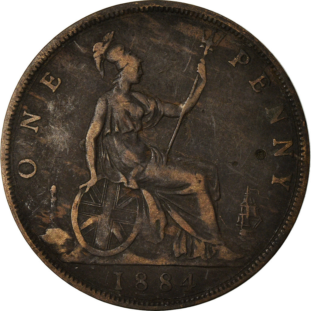 Coin, Great Britain, Victoria, Penny, 1884, VF(20-25), Bronze, KM:755