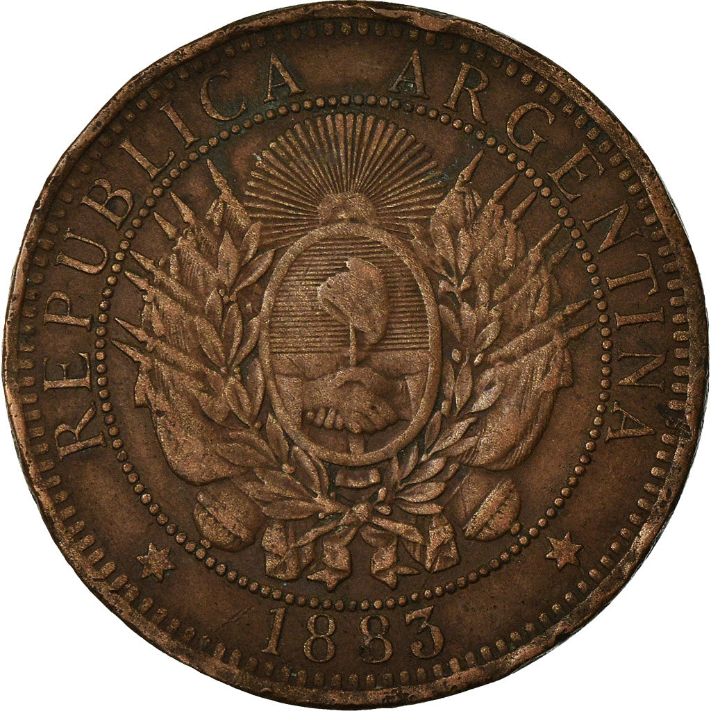 Münze, Argentinien, 2 Centavos, 1883, S+, Bronze, KM:33