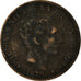 Coin, Spain, Alfonso XII, 10 Centimos, 1879, Barcelona, VF(30-35), Bronze