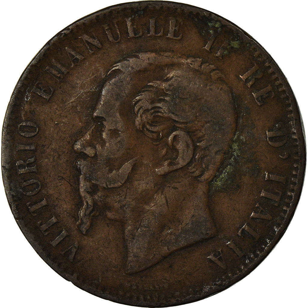 Moneta, Italia, Vittorio Emanuele II, 10 Centesimi, 1866, Strasbourg, MB+, Rame