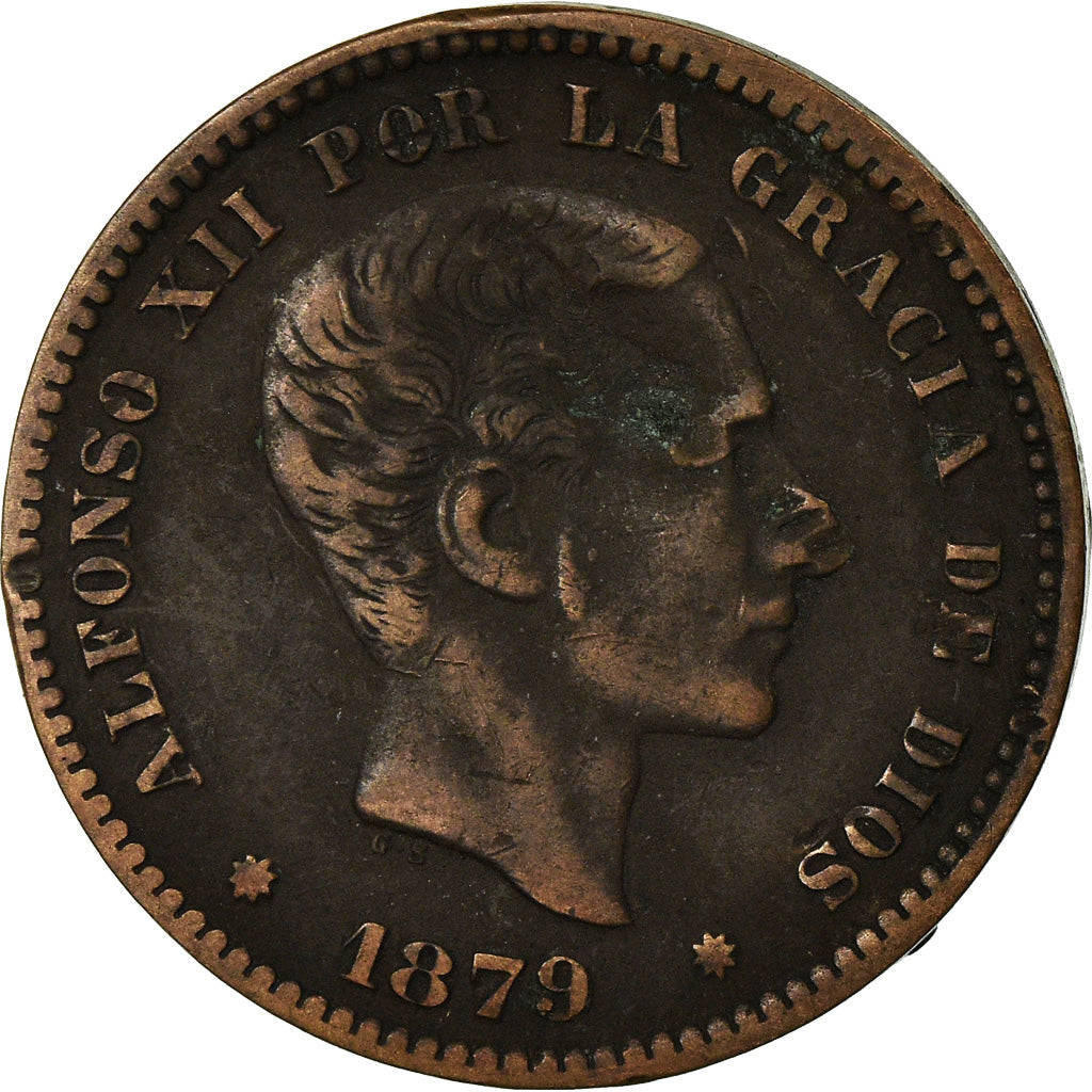 Münze, Spanien, Alfonso XII, 5 Centimos, 1879, S, Bronze, KM:674