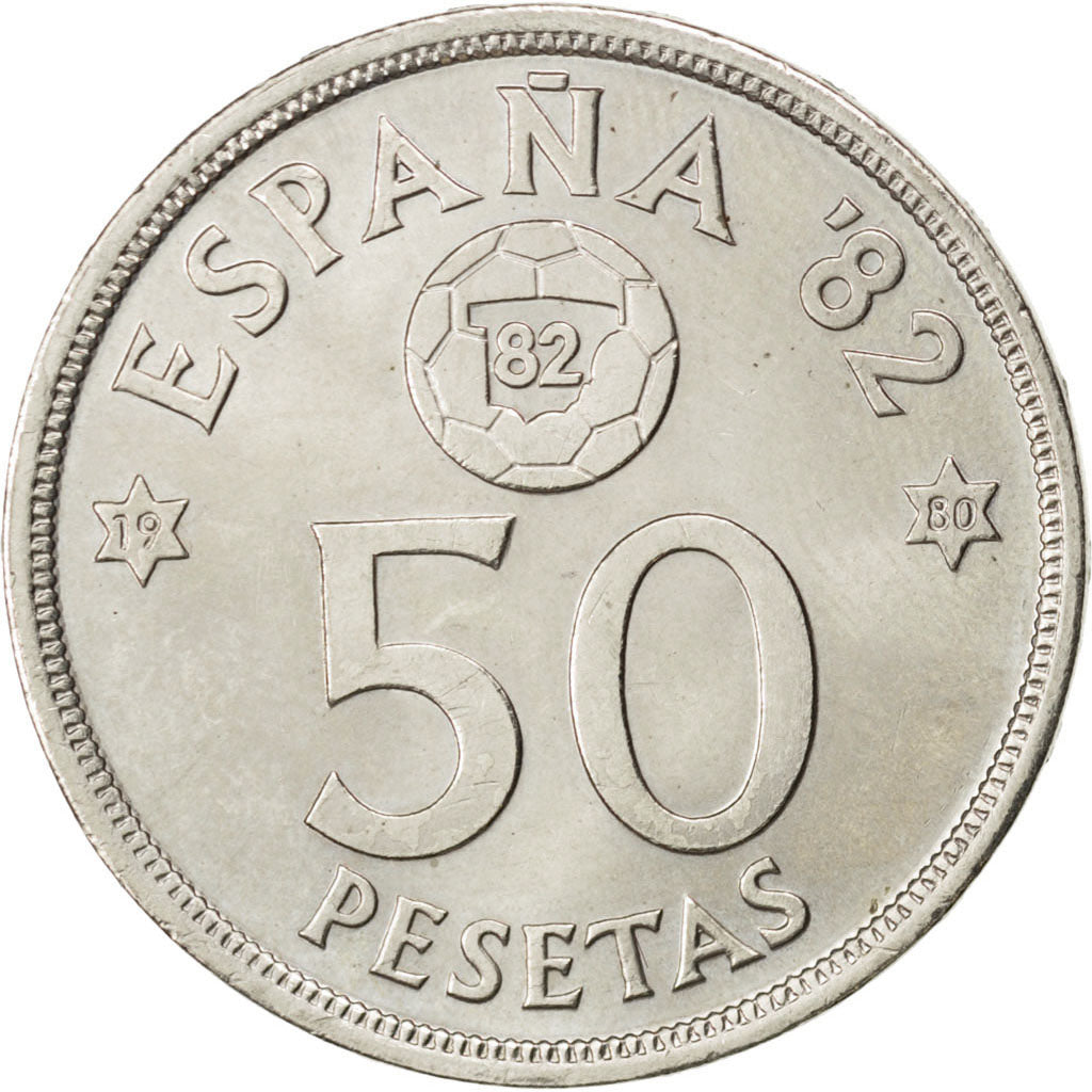 SPAIN, 50 Pesetas, 1980, KM #819, MS(63), Copper-Nickel, 30, 12.33