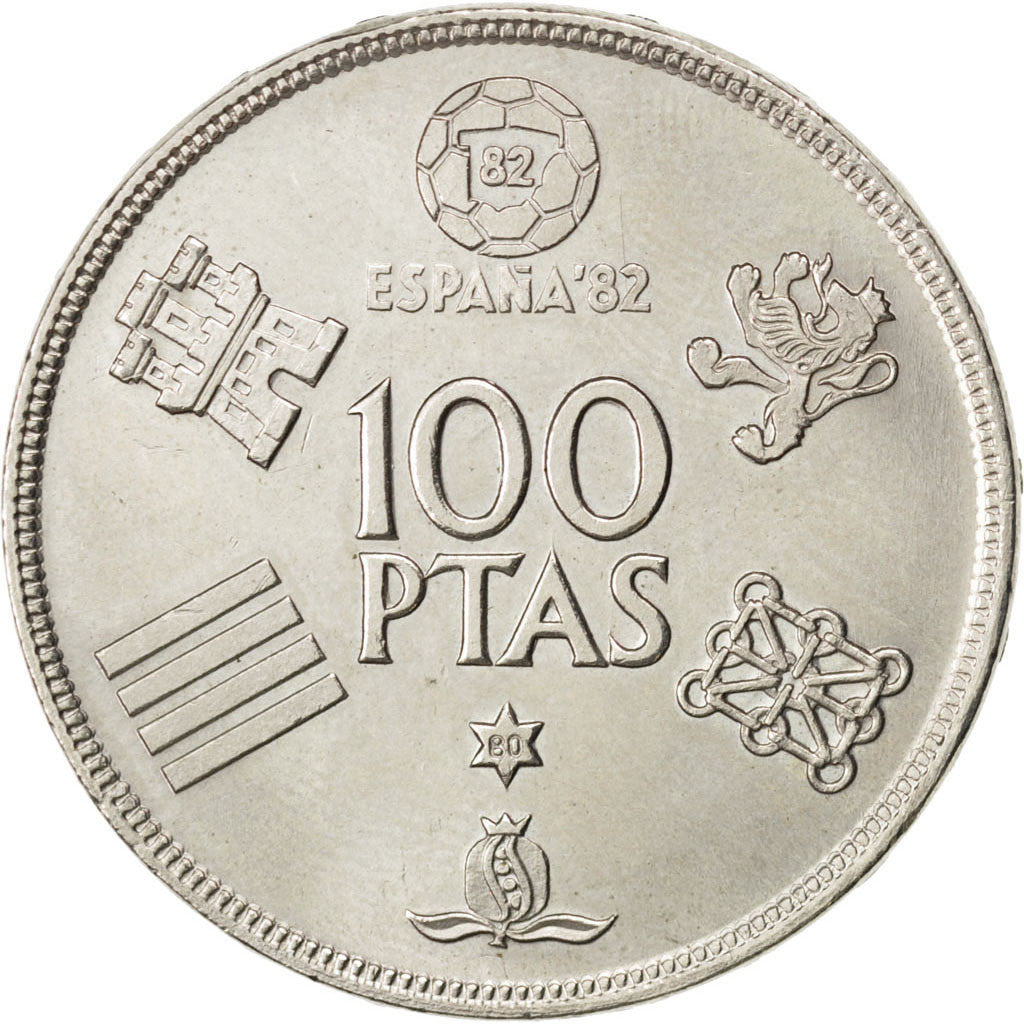 SPAIN, 100 Pesetas, 1980, KM #820, MS(60-62), Copper-Nickel, 17.27