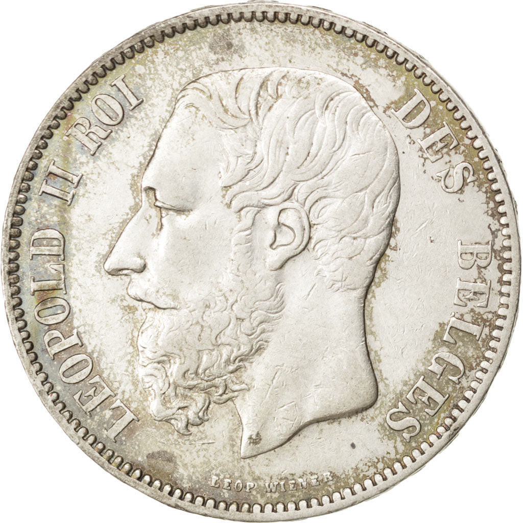 Moneta, Belgio, Leopold II, 5 Francs, 5 Frank, 1870, BB, Argento, KM:24