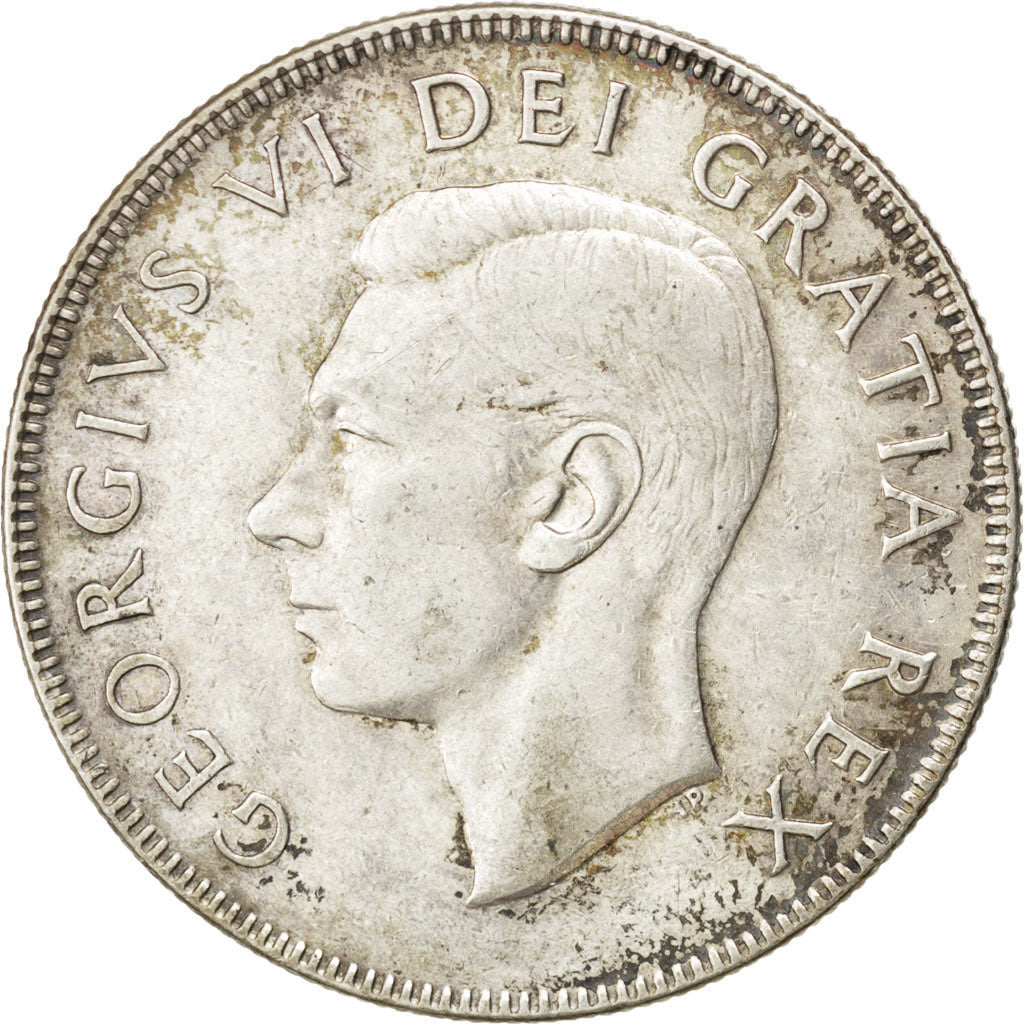 CANADA, 50 Cents, 1949, Royal Canadian Mint, KM #45, AU(50-53), Silver, 29.72,..
