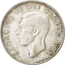 CANADA, 50 Cents, 1949, Royal Canadian Mint, KM #45, AU(50-53), Silver, 29.72,..