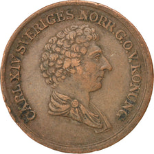 SWEDEN, 2/3 Skilling, 1842, KM #641, EF(40-45), Copper, 24.4, 7.43