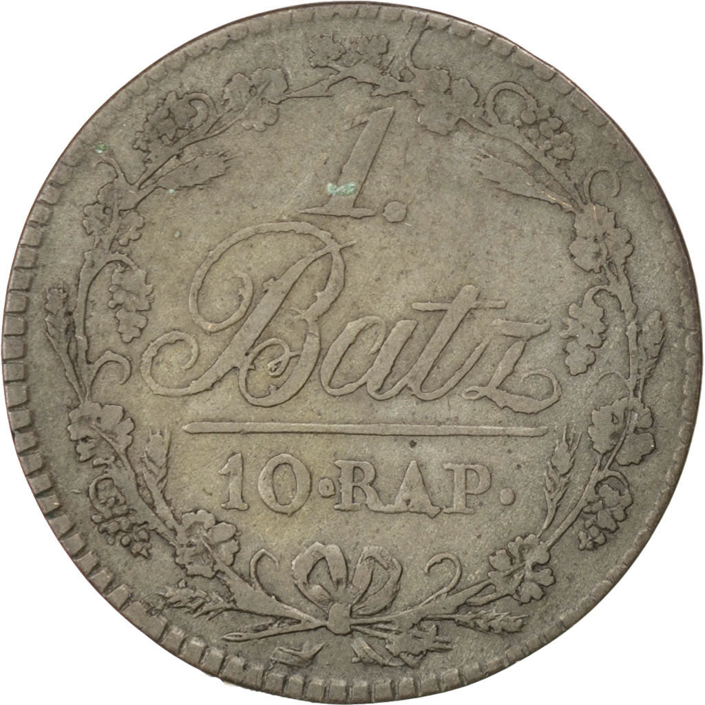 SWISS CANTONS, Batzen-10 Rappen, 1814, KM #8, VF(20-25), Billon, 2.31