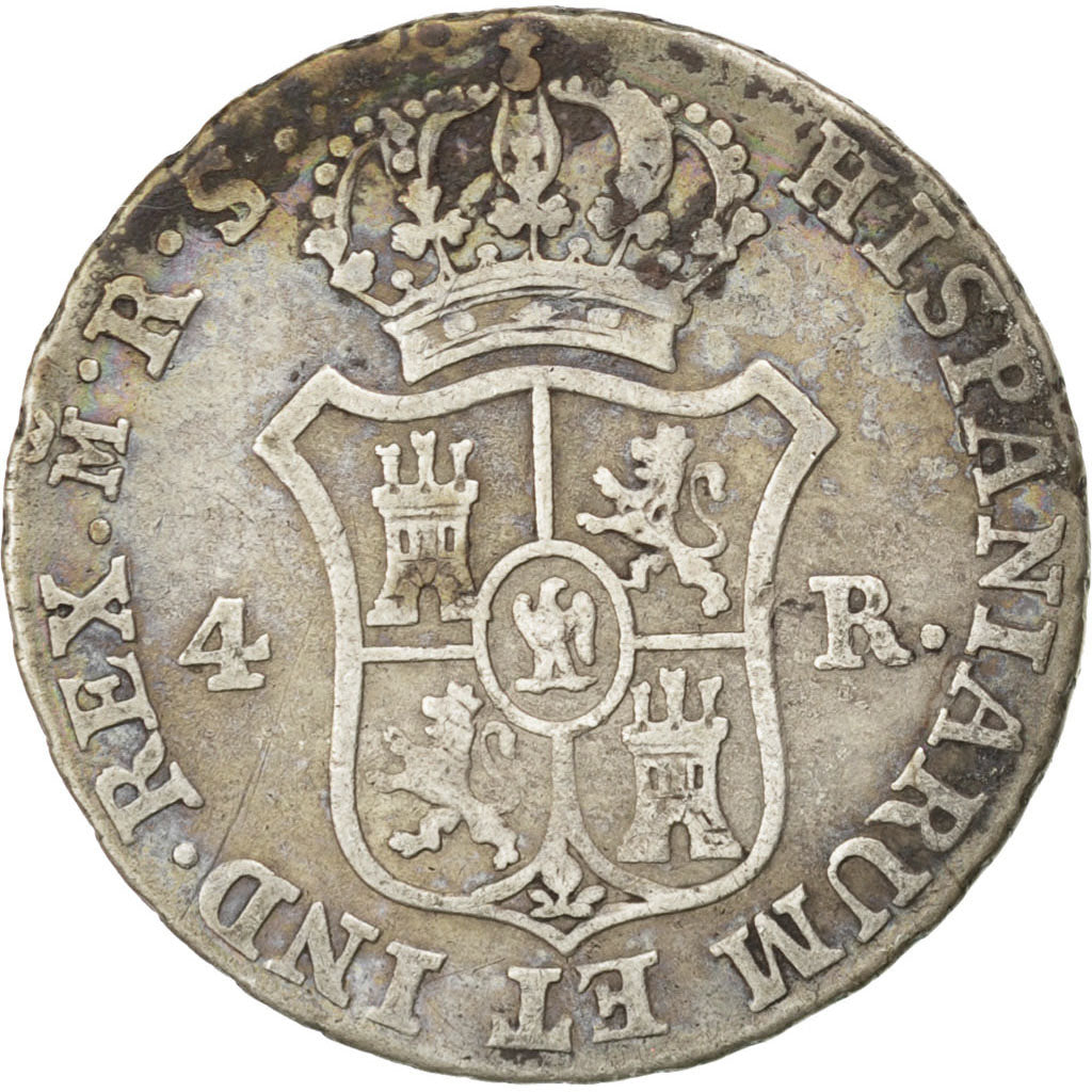 Spain, 4 Réales, 1812, KM #540.1, VF(20-25), Silver, 5.76