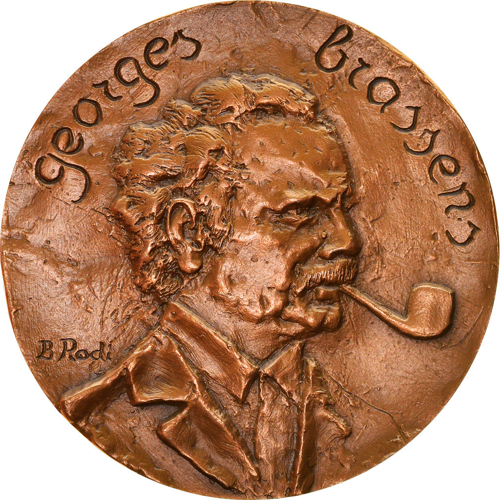 France, Medal, Georges Brassens, Guitare, Arts & Culture, 1984, Rodi, MS(63)