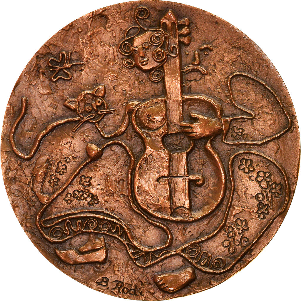 France, Medal, Georges Brassens, Guitare, Arts & Culture, 1984, Rodi, MS(63)