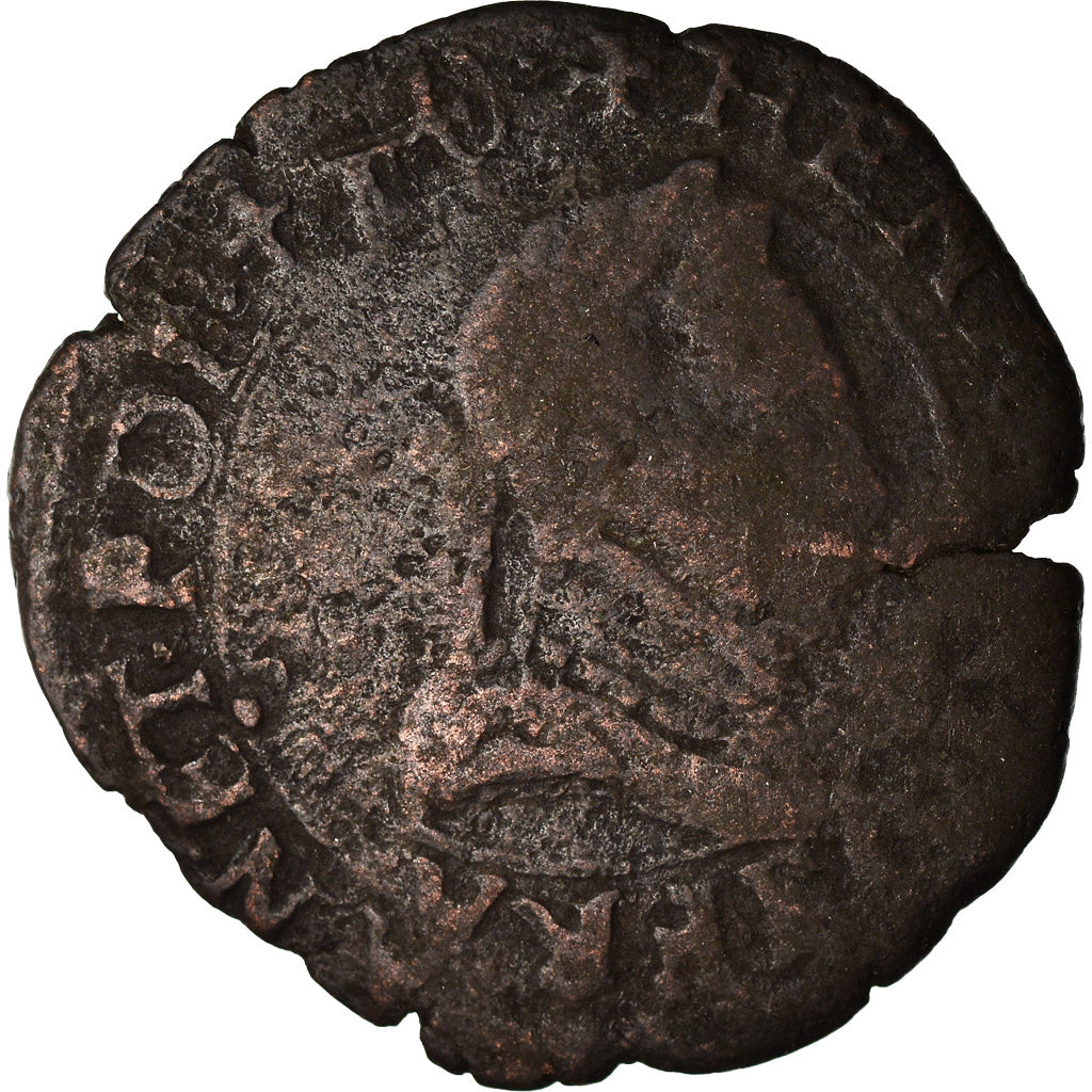 Moneta, Francja, Henri III, Double Tournois, 1584, Dijon, VF(30-35), Miedź