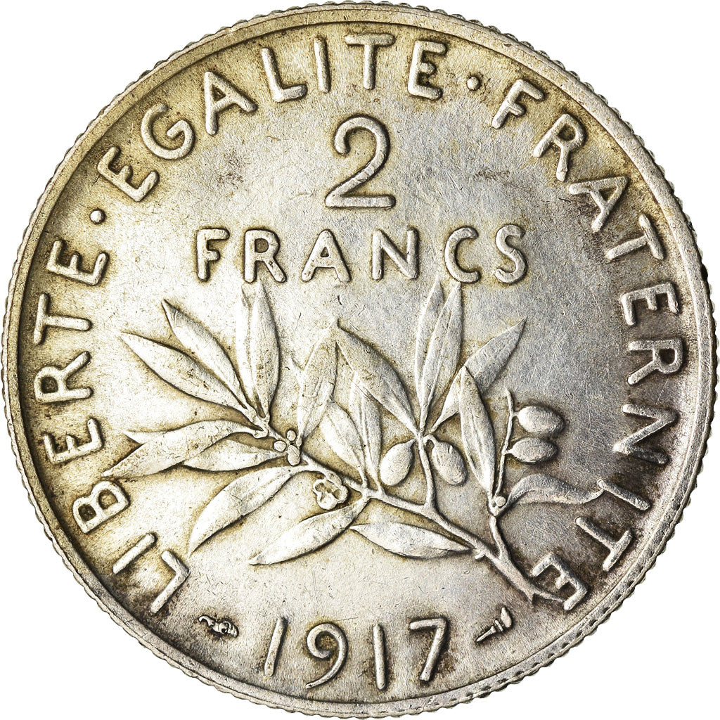 Coin, France, Semeuse, 2 Francs, 1917, Paris, EF(40-45), Silver, KM:845.1