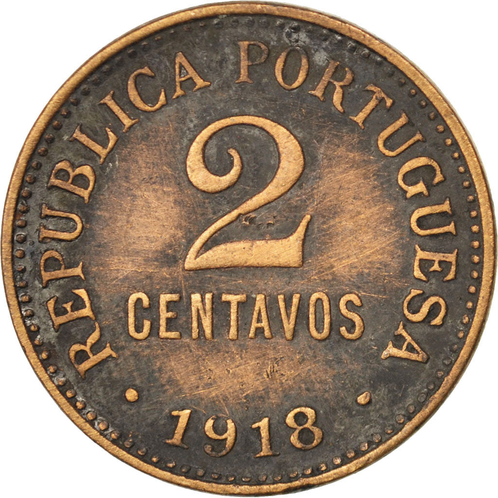PORTUGAL, 2 Centavos, 1918, KM #568, VF(30-35), Bronze, 5.03