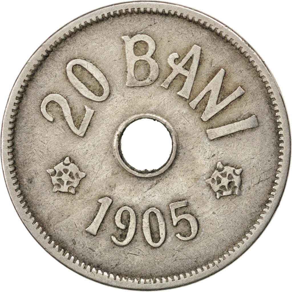 ROMANIA, 20 Bani, 1905, KM #33, EF(40-45), Copper-Nickel, 25, 5.99