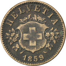 SWITZERLAND, 20 Rappen, 1859, Bern, KM #7, VF(30-35), Billon, 3.13