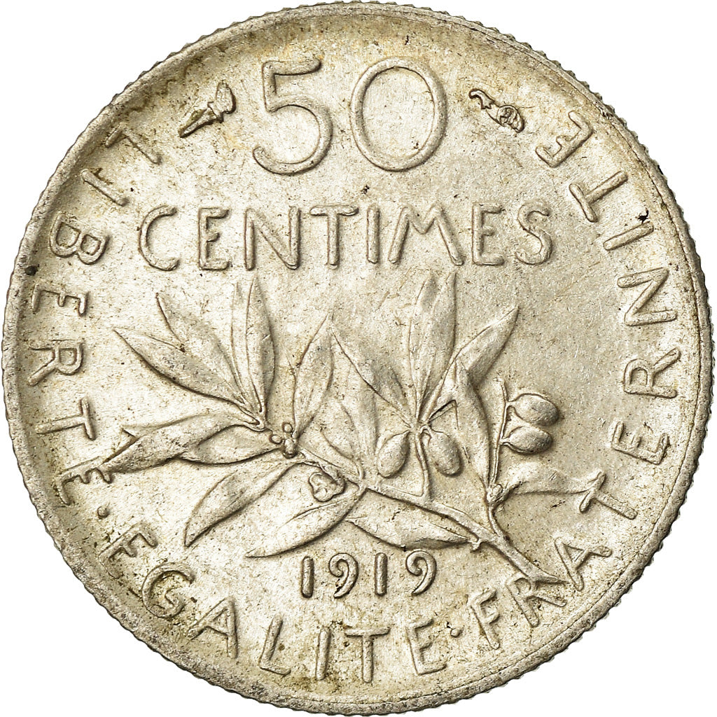 Monnaie, France, Semeuse, 50 Centimes, 1919, Paris, SUP, Argent, Gadoury:420