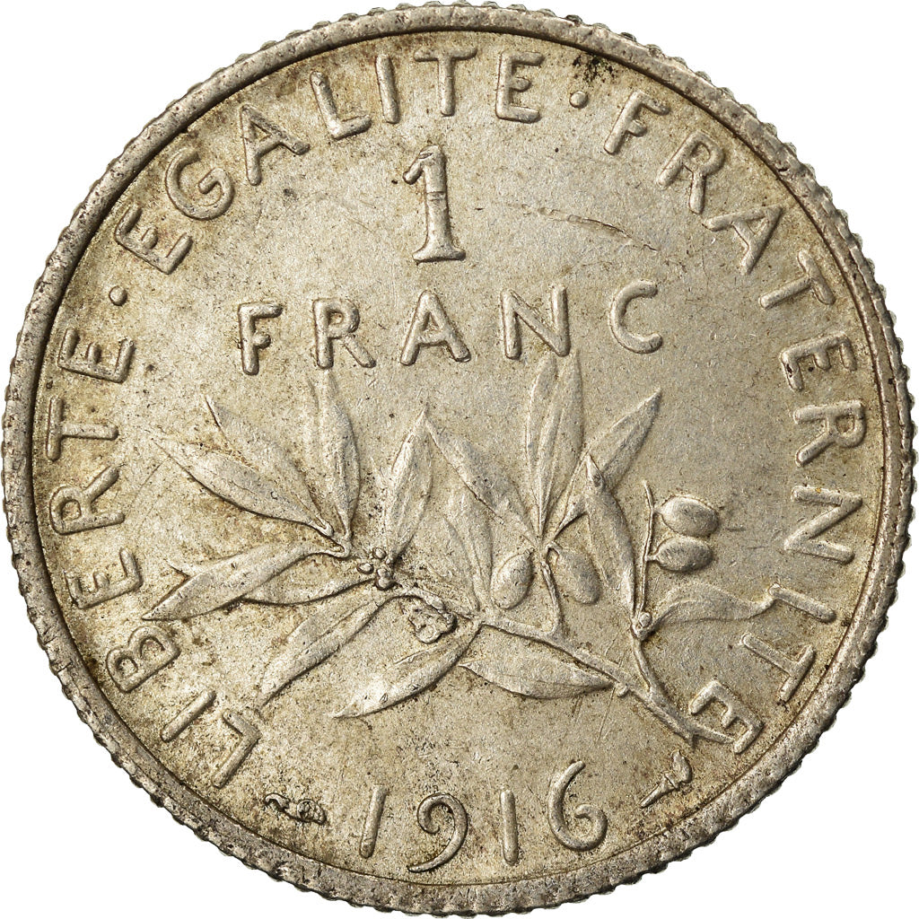 Moneta, Francia, Semeuse, Franc, 1916, Paris, BB, Argento, KM:844.1, Gadoury:467
