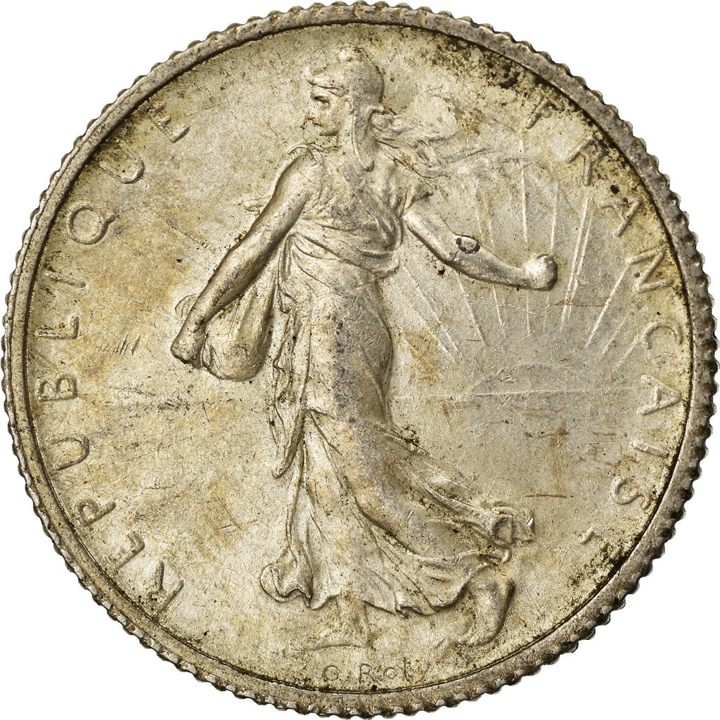 Coin, France, Semeuse, Franc, 1917, Paris, AU(50-53), Silver, KM:844.1