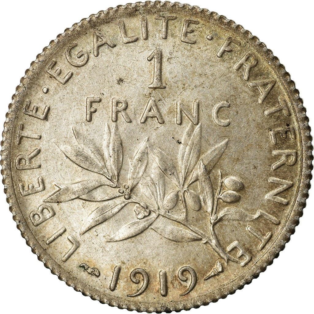 Coin, France, Semeuse, Franc, 1919, Paris, AU(55-58), Silver, KM:844.1