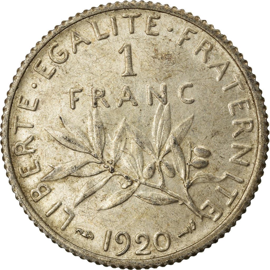 Coin, France, Semeuse, Franc, 1920, Paris, AU(55-58), Silver, KM:844.1