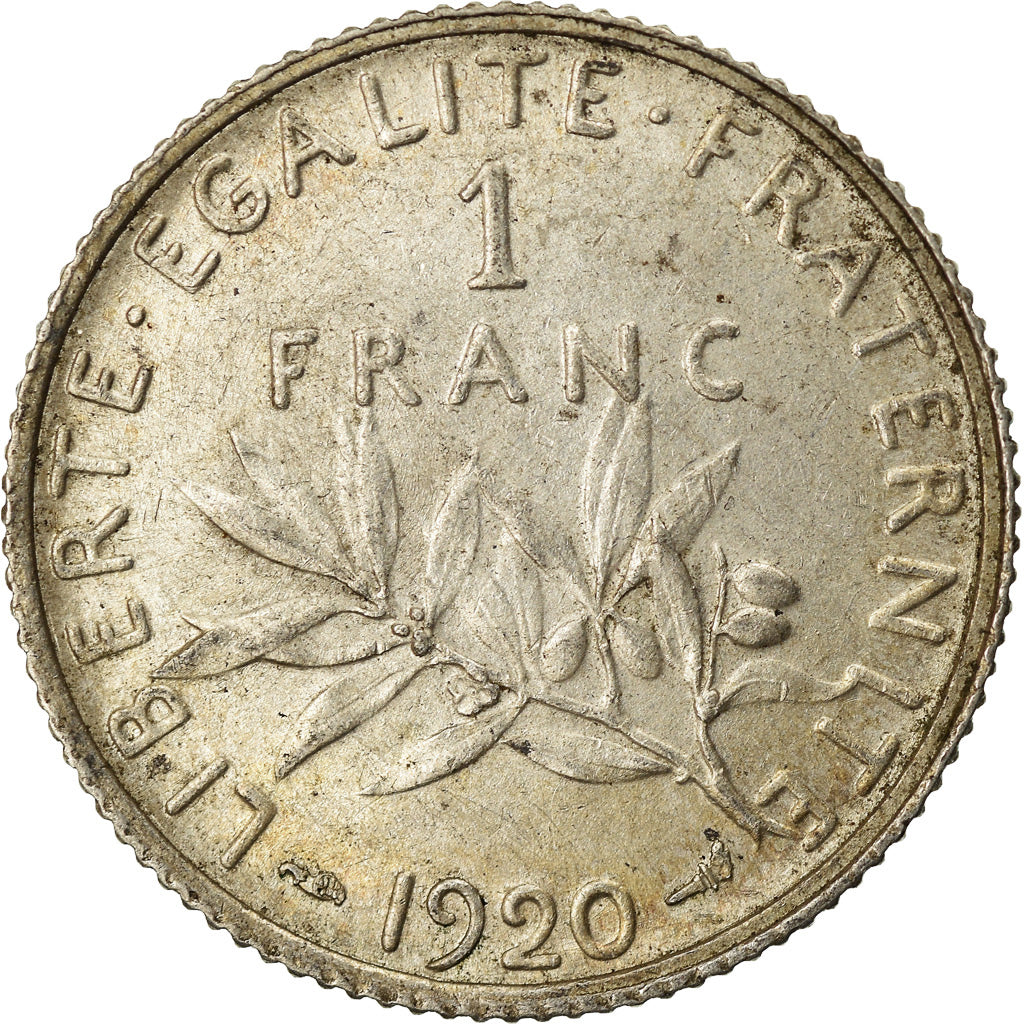 Coin, France, Semeuse, Franc, 1920, Paris, AU(55-58), Silver, KM:844.1