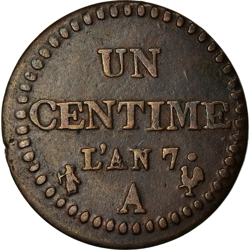 Coin, France, Dupré, Centime, AN 7, Paris, EF(40-45), Bronze, KM:646