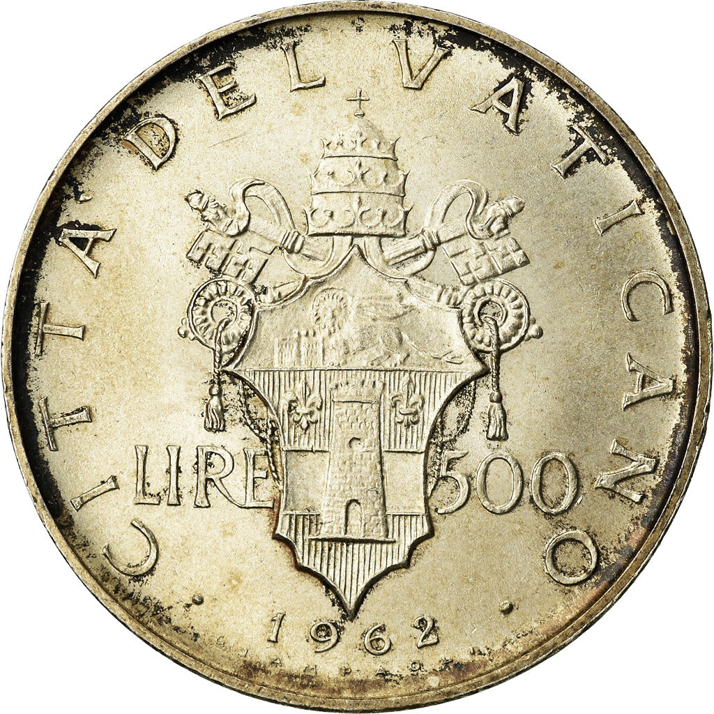 Coin, VATICAN CITY, John XXIII, 500 Lire, 1962, Roma, MS(60-62), Silver, KM:65.2