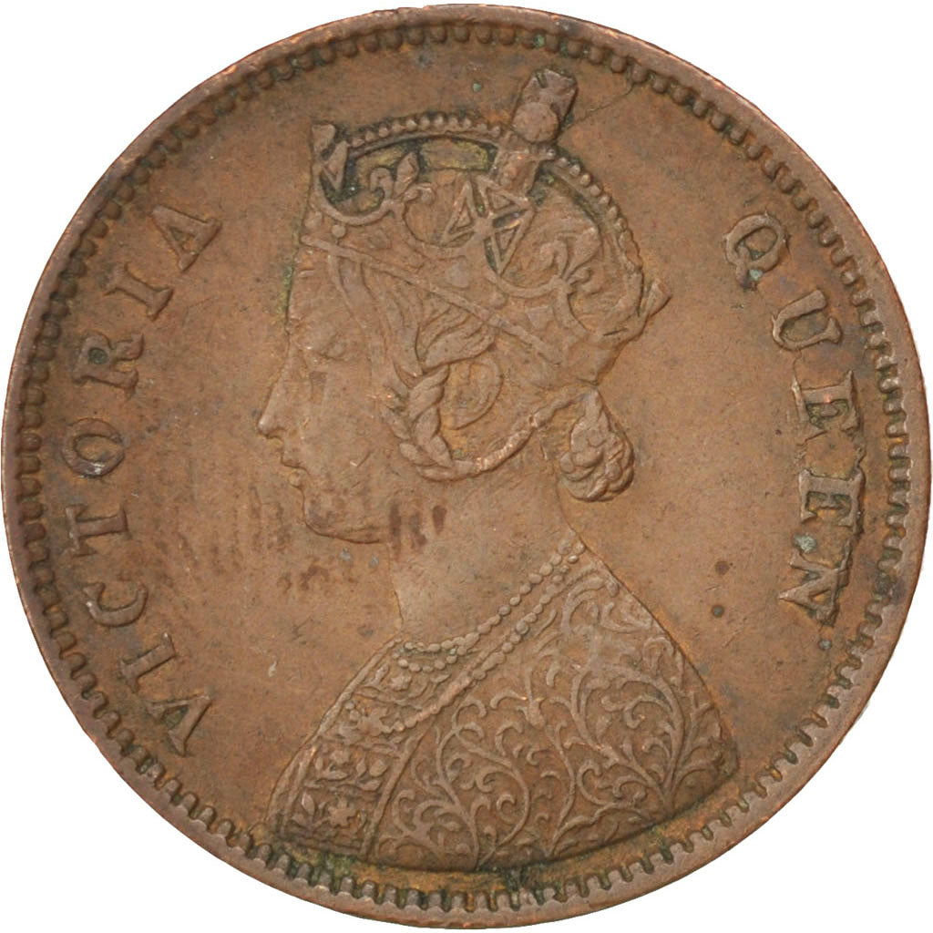 INDIA-BRITISH, 1/4 Anna, 1862, KM #467, EF(40-45), Copper, 25.18, 6.62