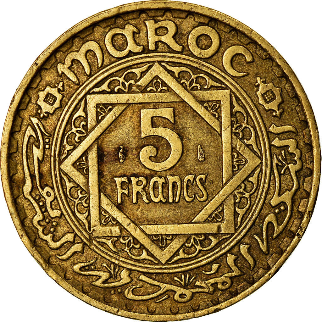 Coin, Morocco, Mohammed V, 5 Francs, 1365, Paris, EF(40-45), Aluminum-Bronze