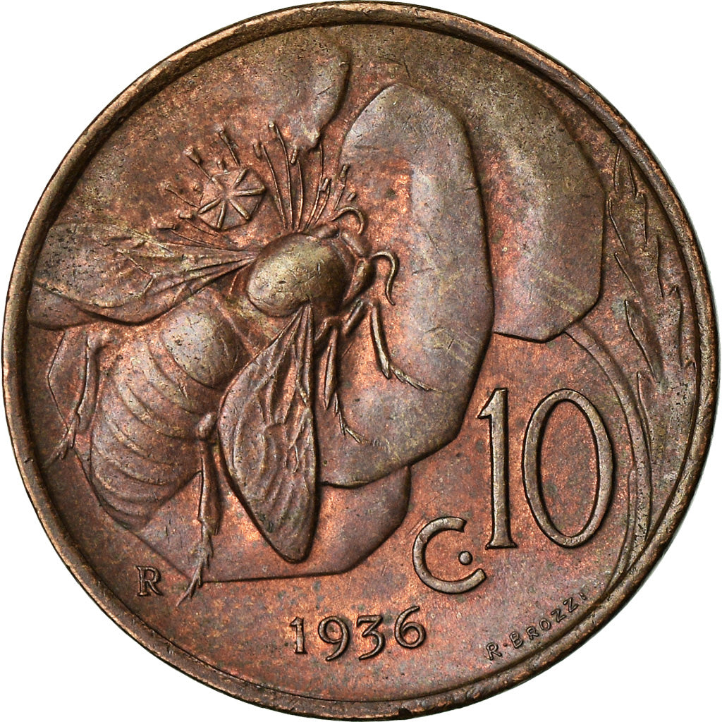 Monnaie, Italie, Vittorio Emanuele III, 10 Centesimi, 1936, Rome, SUP, Bronze