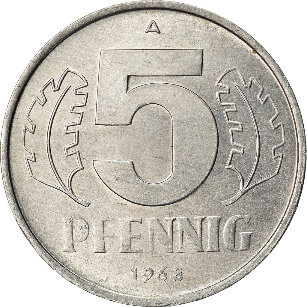 Moneta, REPUBBLICA DEMOCRATICA TEDESCA, 5 Pfennig, 1968, Berlin, SPL, Alluminio