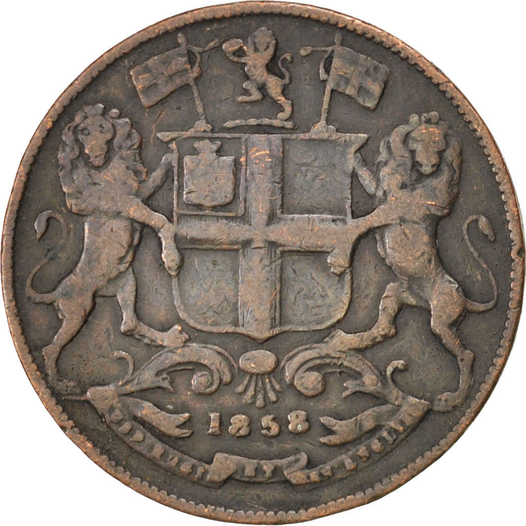 INDIA-BRITISH, 1/4 Anna, 1858, KM #463.1, VF(20-25), Copper, 25.6, 6.36