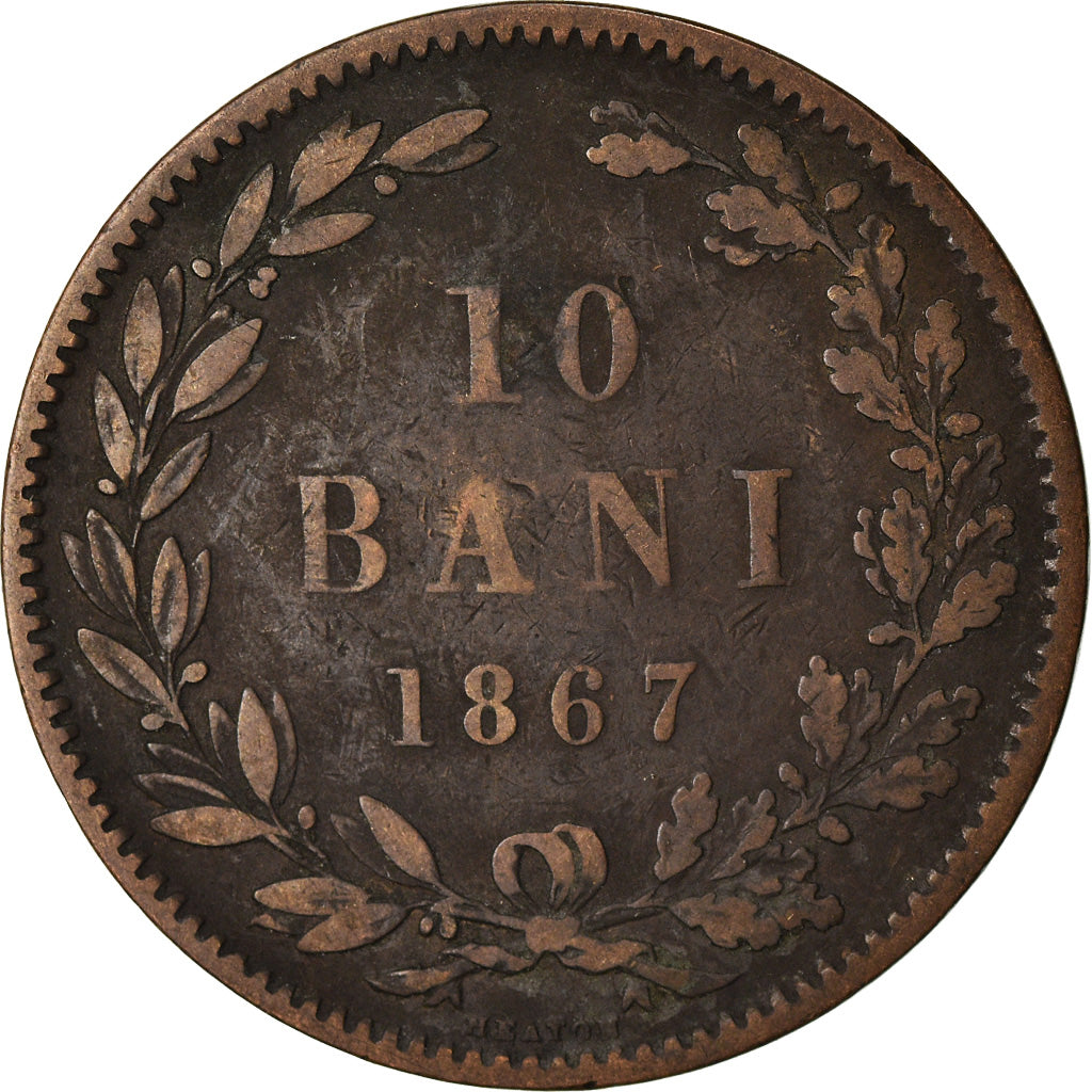 Coin, Romania, Carol I, 10 Bani, 1867, VF(20-25), Copper, KM:4.2
