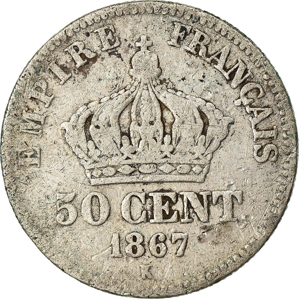 Coin, France, Napoleon III, Napoléon III, 50 Centimes, 1867, Bordeaux