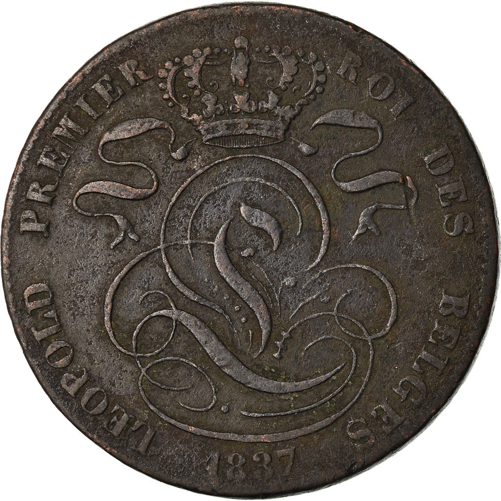 Coin, Belgium, Leopold I, 5 Centimes, 1837, VF(20-25), Copper, KM:5.1