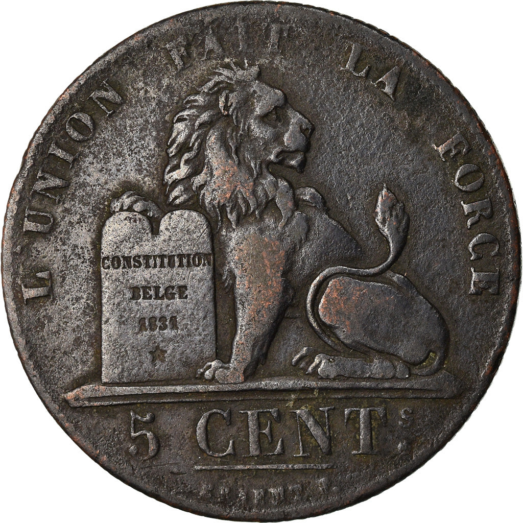 Coin, Belgium, Leopold I, 5 Centimes, 1837, VF(20-25), Copper, KM:5.1
