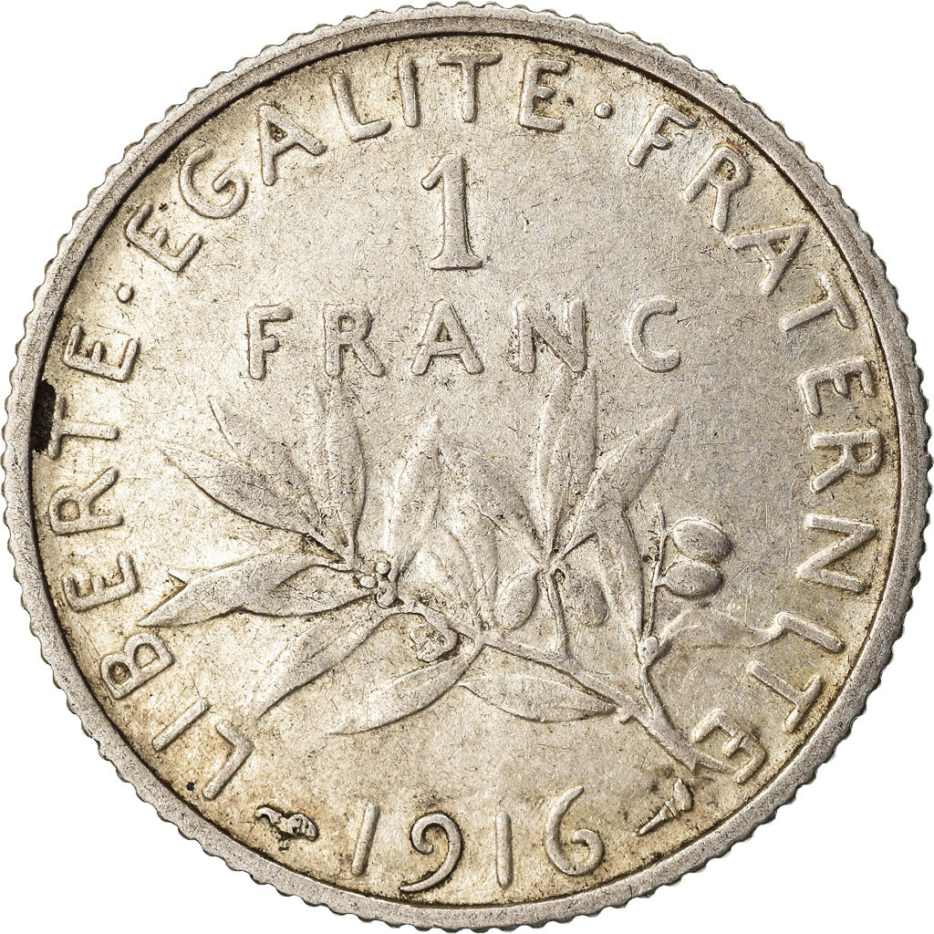 Coin, France, Semeuse, Franc, 1916, Paris, EF(40-45), Silver, KM:844.1