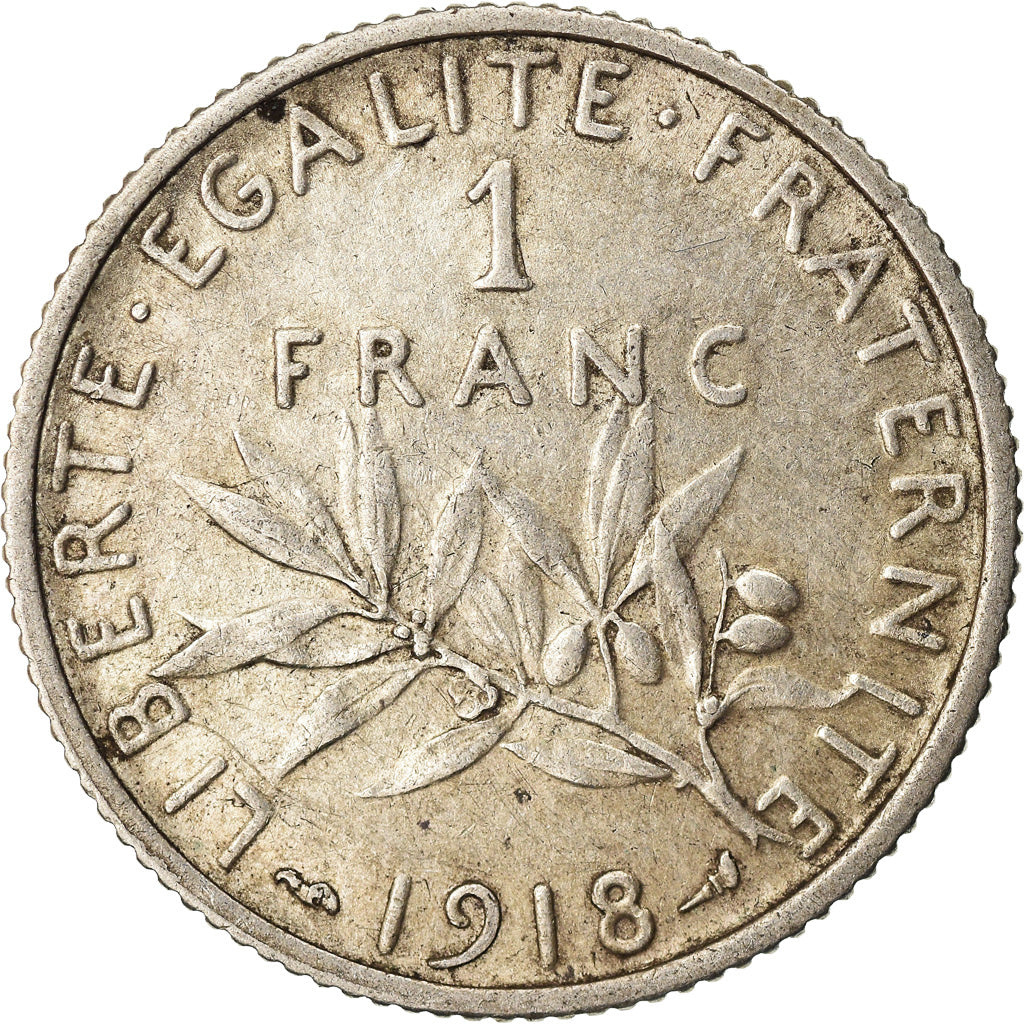 Coin, France, Semeuse, Franc, 1918, Paris, EF(40-45), Silver, KM:844.1